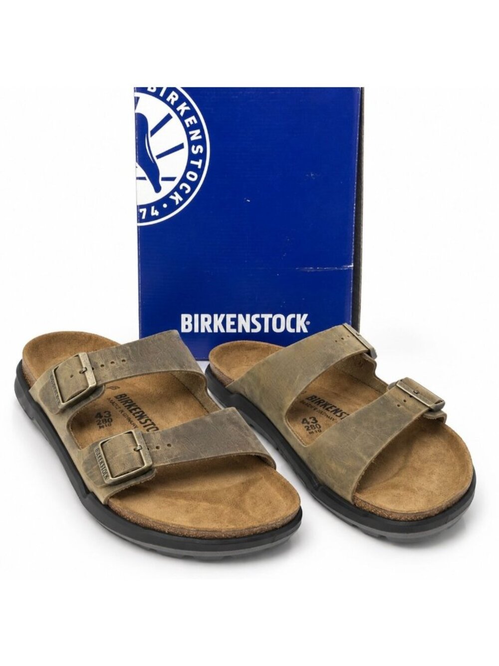 Birkenstock Arizona Crosstown Oiled Leather Faded Khaki Sandal Men's EU 43 US 10